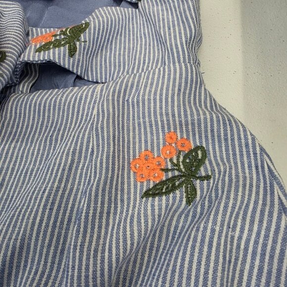 Anthropologie J.O.A  linen flower Embroidered  midi dress - Picture 4 of 7